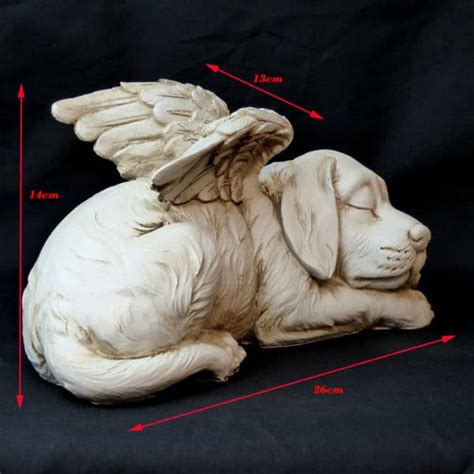 Angel Dog Figurine Statue With Personalised Memorial Plaque 2 Sizes
