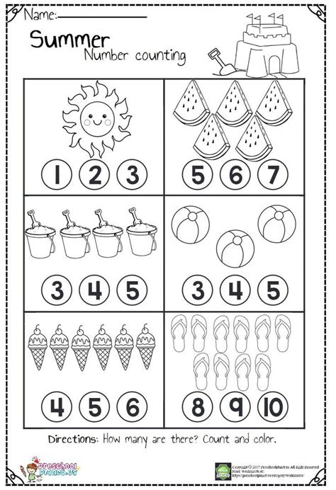 Counting Worksheets Counting Worksheets For Kindergarten Summer