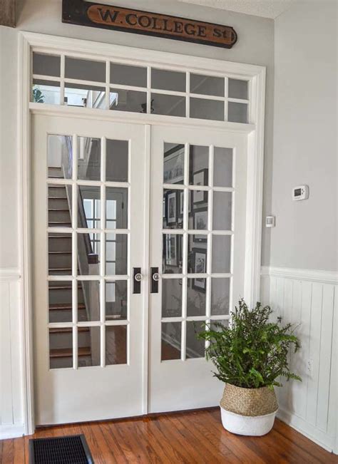 Set the double french door into the rough opening. For the first step of our downstairs hallway makeover, we ...