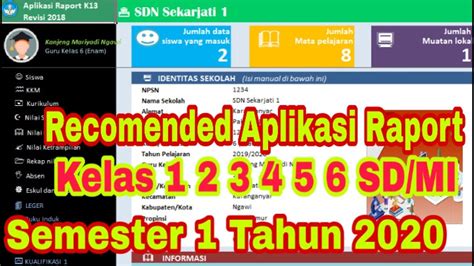Recomended Aplikasi Raport K13 Revisi 2019 Semester 1 Rapor SD