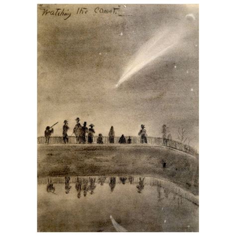 Watching The Comet Great Folk Art Pencil Drawing Halleys Comet