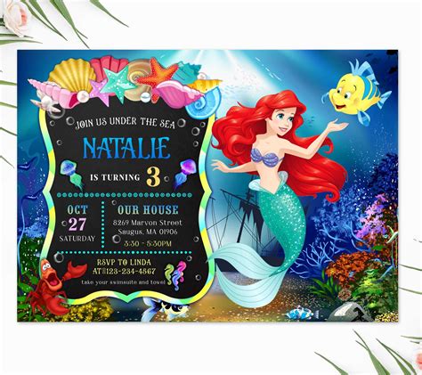 Mermaid Invitation Mermaid Mermaid Birthday Invite Editable Mermaid