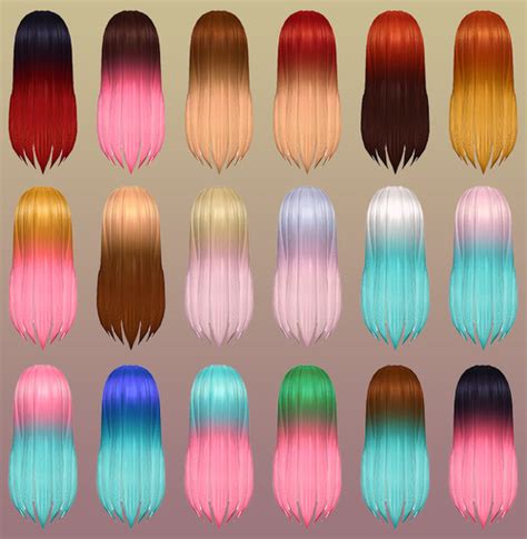 Sims 4 Hairs Notegain Alicia Hairstyle Ombre Colors