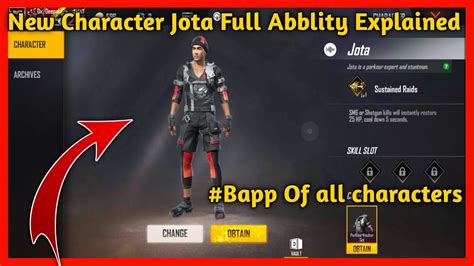 Free fire has a variety of characters that players can acquire and use. Jota character in free fire ability