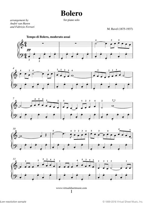 Share, download and print free sheet music for piano with the world's largest community of sheet music creators, composers, performers, music teachers, students, beginners, artists and other musicians with over 1,000,000 sheet digital music to play, practice, learn and enjoy. Ravel - Bolero sheet music for piano solo PDF-interactive
