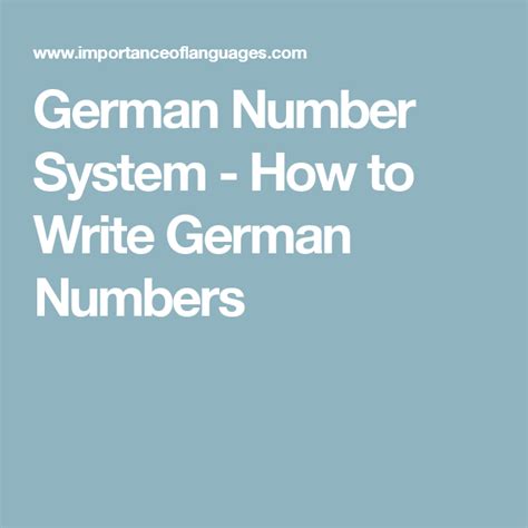 German Number System How To Write German Numbers Learn German