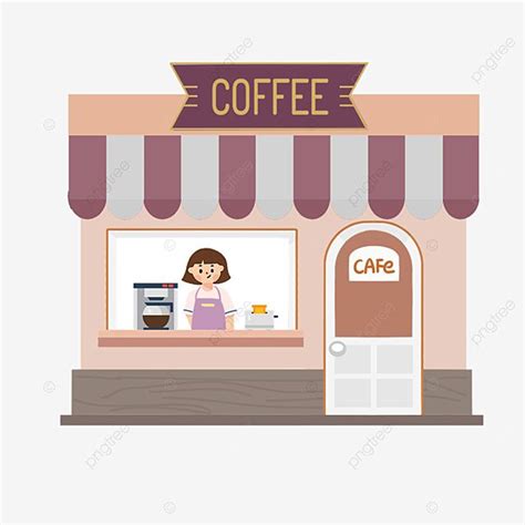 Trader White Transparent Flat Cartoon Street Coffee Shop Trader