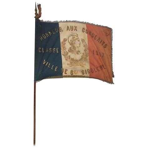 Antique French 1900s Hand Painted School Flag At 1stdibs
