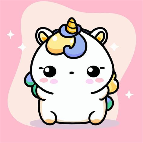 Cute Unicorn Illustration Unicorn Kawaii Chibi Vector Drawing Style