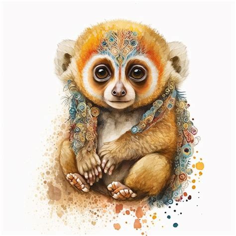 Premium Ai Image Arafed Monkey With A Colorful Headdress Sitting On A