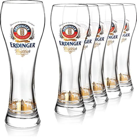 Original Erdinger Wheat Beer Glass 05 L Set Of 6 Wheat Beer Glasses 0