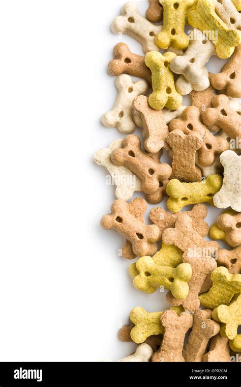 Dog Food Shaped Like Bones Isolated On White Background Stock Photo Alamy