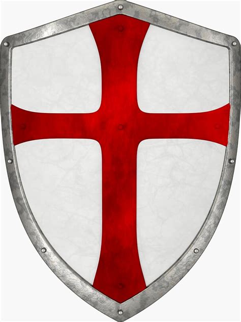 Crusader Cross Templar Shield Crusade Sticker By Esoxolivier Redbubble