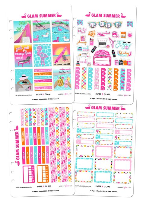 Glam Summer Weekly Kit Planner Stickers Paper And Glam Planners