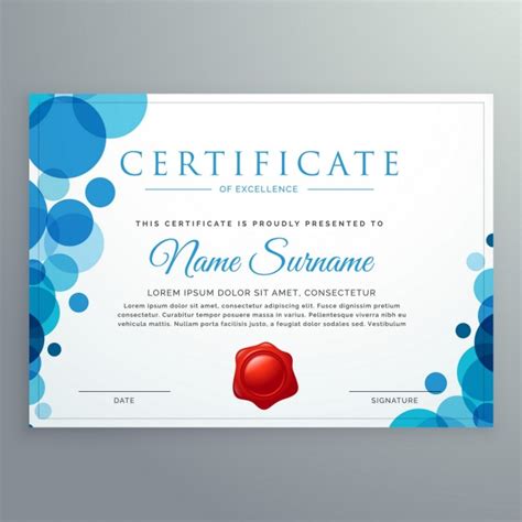 Certificado Con Burbujas Azules Descargar Vectores Gratis