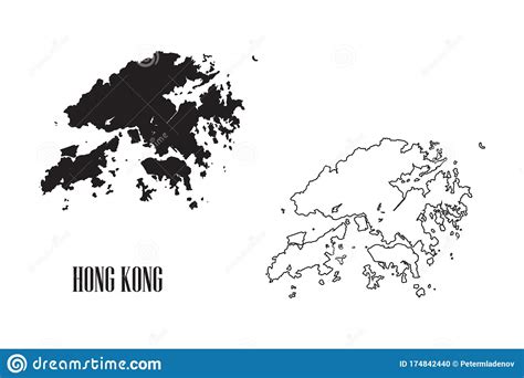 Hong Kong Map Vector Geïsoleerd Op Witte Achtergrond Zwarte Platte