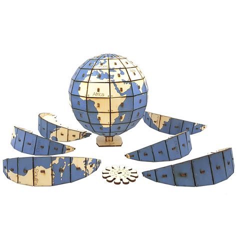 Globe 3d Wooden Puzzle Laser Art Model Construction Kit Etsy