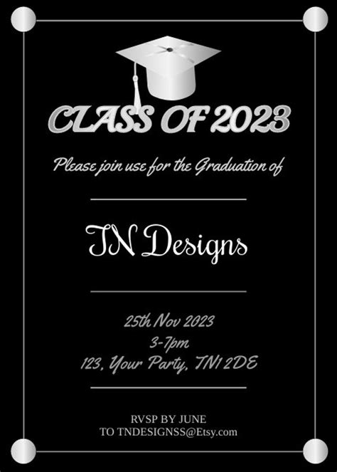 Digital Graduation Party Invitation Editable Template Text Etsy