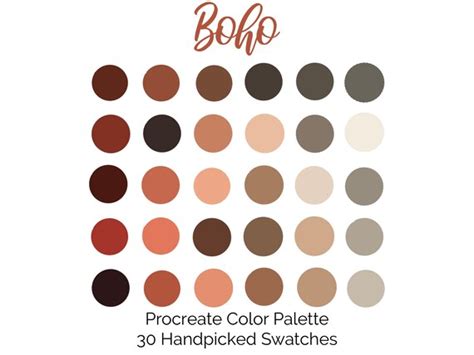 Boho Procreate Color Palette Color Swatches Ipad Procreate Etsy