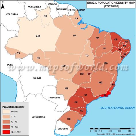 Brazil Population Density Map Map Brazil Thematic