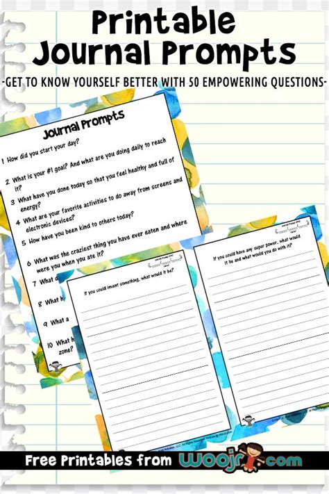 Printable Journal Prompts For Kids And Teens Woo Jr Kids Activities