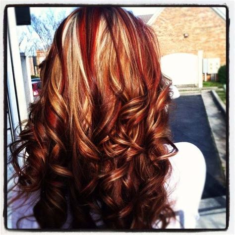 Red And Gold Highlights Hair And Make Up Pinterest Highlight Hair