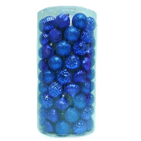 Home Accents Holiday 60mm Shatterproof Ornaments In Blue 101 Count