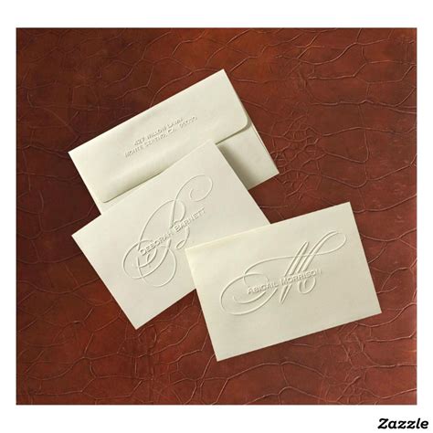 Pack Of 25 Distinctive Embossed Initial Note Cards Zazzle Note Card
