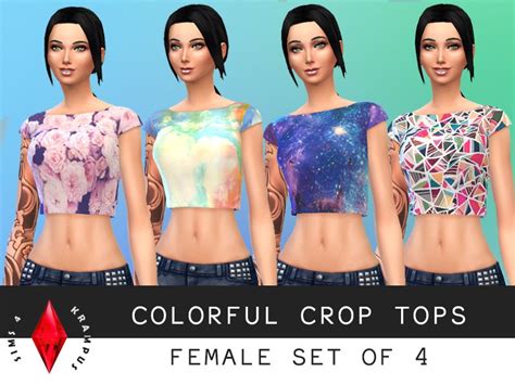 Sims4krampus Female Set Of 4 Crop Tops Crop Tops Sims 4 Clothing