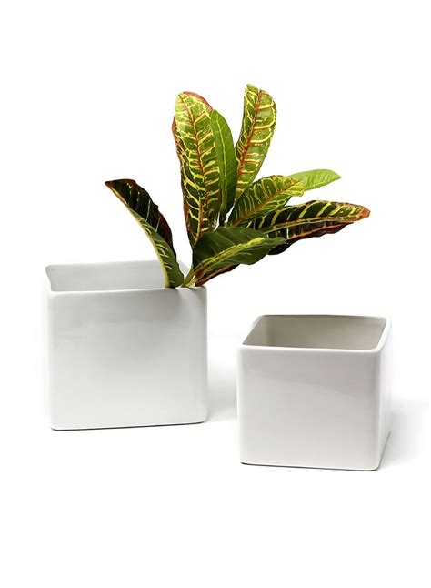 Gloss White Square Ceramic Cube Vase White Ceramics Ceramics