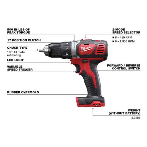 2606 20 Milwaukee 2606 20 M18 Cordless Compact 12 Drill Driver