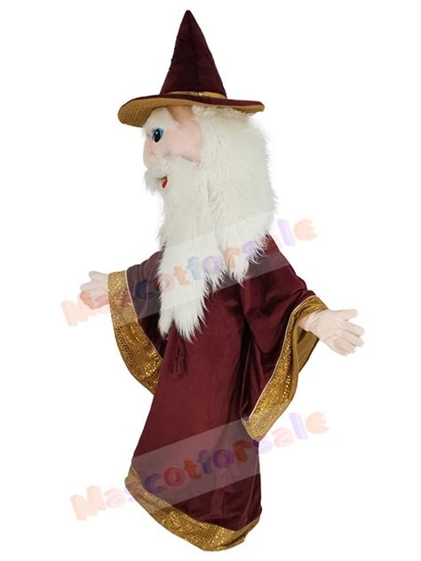 Maroon Merlin Wizard Mascot Costume People