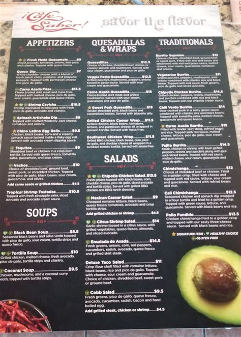 Menu At Cafe Sabor Idaho Falls