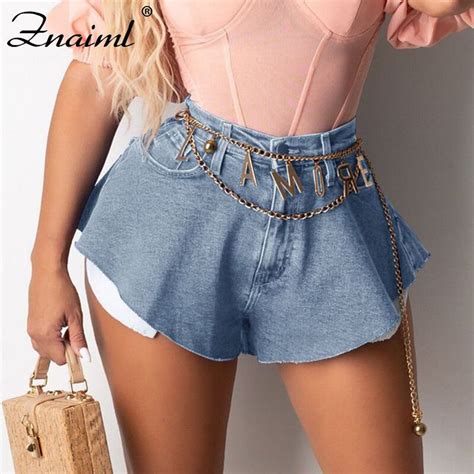 Sexy Woman Shorts Mid Waist Flare Shorts Jeans Vintage Solid Etsy