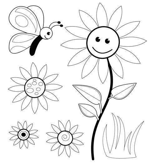 De colorat cu flori si fluturi desene de colorat pentru copii imagini images for your creative needs, desktop wallpaper or android device. Planse de colorat pentru copii: Floarea vesela ...