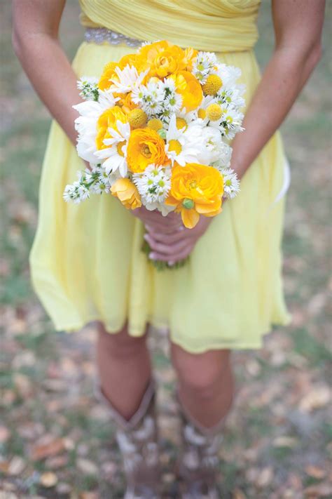 Sunny Yellow And White Bridesmaid Bouquets Bridesmaid Bouquet White