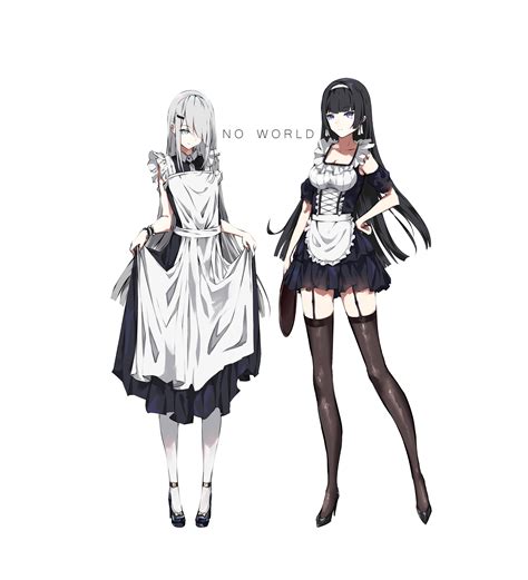 Wallpaper Anime Girls Maid Outfit Black Stockings Garter Straps