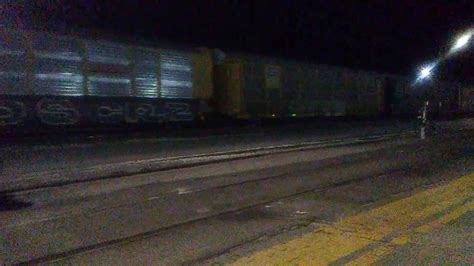 Bnsf Freight Train Passes Sunset Station At Night Youtube