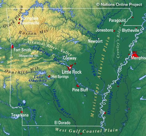 Ozark Mountains Physical Map