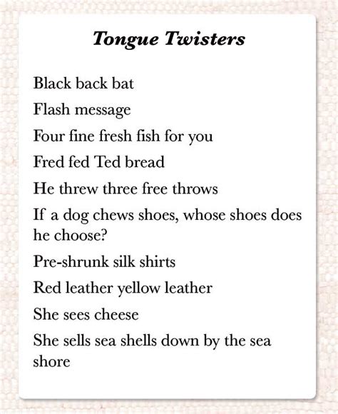 Tongue Twisters Poems