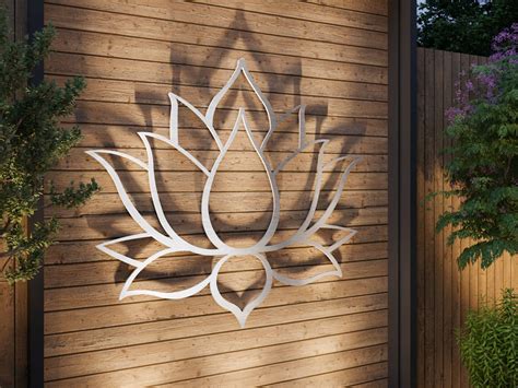 Lotus Flower Large Outdoor Metal Wall Art Garden Sculpture Zen Decor