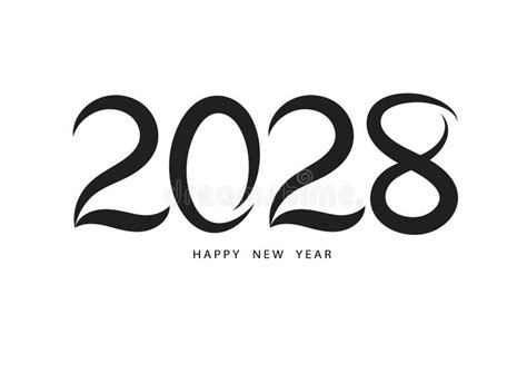 2028 Happy New Year Black Color Vector 2028 Number Design 2028 Year