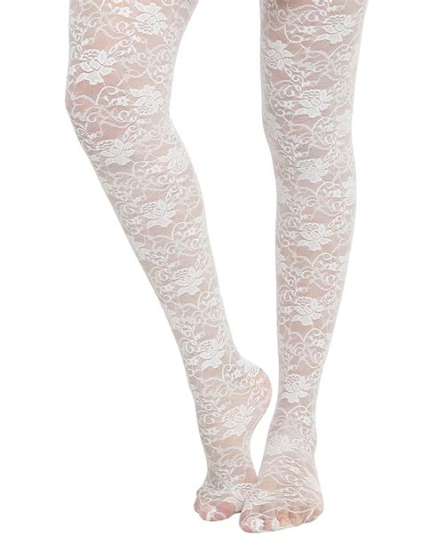 Lovesick White Rose Tights Hot Topic