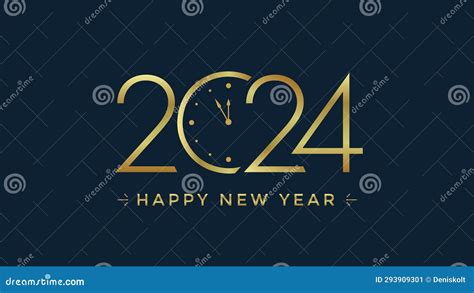 Happy New Year 2024 Greeting Card Design Template Stock Vector