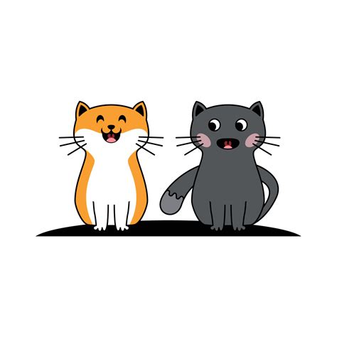 Two Cats Sitting Vector Illustration Template 8553779 Vector Art At