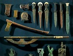 Ancient Egyptian bronze axes and daggers with electrum blades and ivory ...