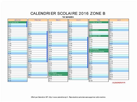 Calendrier Scolaire 2016 2017 Excel Young Planneur