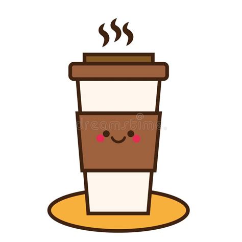 Coffee Cup Cute Kawaii Smiling And Friendly Coffee Character Stock
