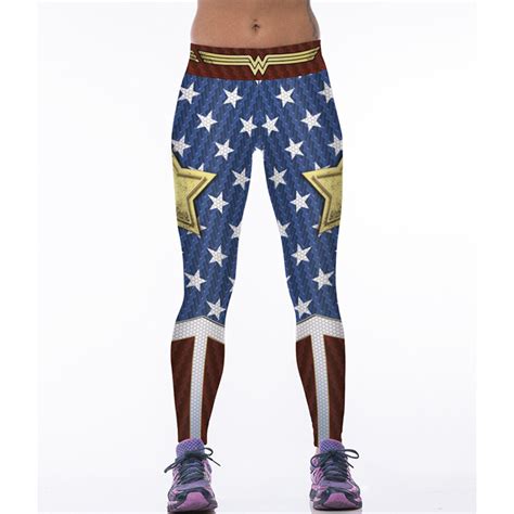 Sexy Sport Women Leggings Wonder Woman Cosplay 3d Print Elastic High