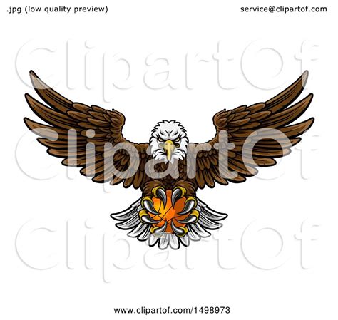 Clipart Of A Cartoon Swooping American Bald Eagle With A Basketball In